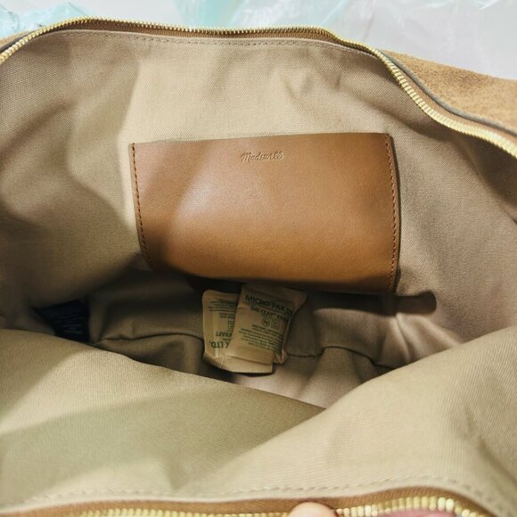 Madewell Essential Curve Shoulder Bag Aged Camel Suede Leather Green NWOT - Picture 11 of 15